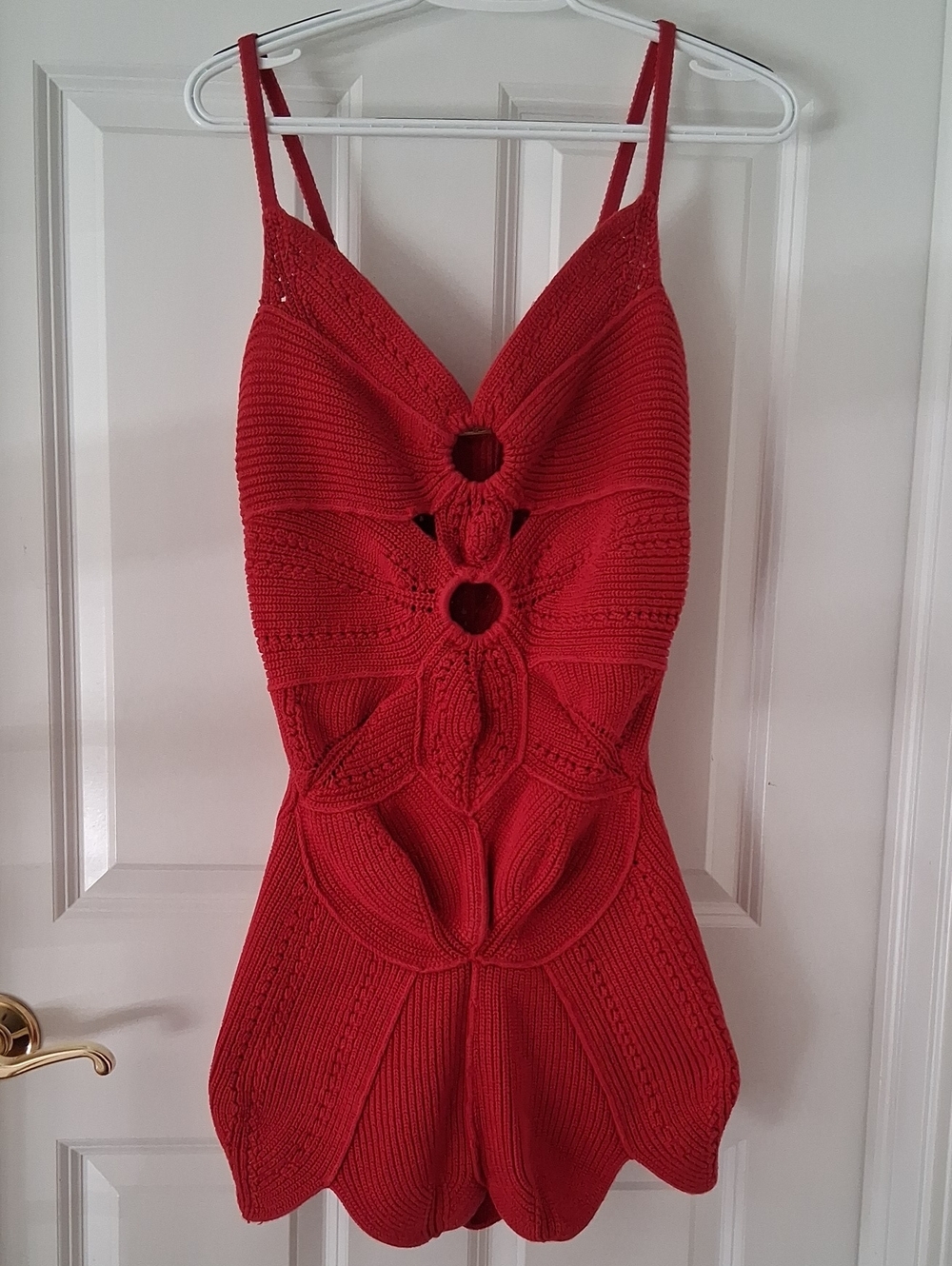Cult Gaia RTR Marlow Red Knit Cutout Spaghetti Strap Mini Dress Size XL - Picture 3 of 15